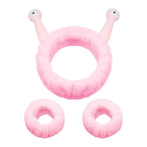 KDVOG Soft Spa Headband and Wristbands for Face Washing, Cute Snail Makeup Headbands Elastic Skincare Hair Band Shower Head Wraps Hair Accessories for Women Girls