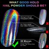 Holographic Nail Powder Holo Powder for Nails Chrome Nail Powder Rainbow Unicorn Mirror Effect Glitter Dust Multi Manicure Pigment Nail Art DIY Deco with Sponge Tool/3pcs, 0.04oz/1g