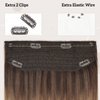 Fish Wire Hair Extensions Real Human Hair Brown to Ash Brown and Light Blonde 100g Ombre Color Hair 20 Inch Natural Straight Fish Line Wire Hair Extensions with Invisible Line Hairpiece #3/8/22