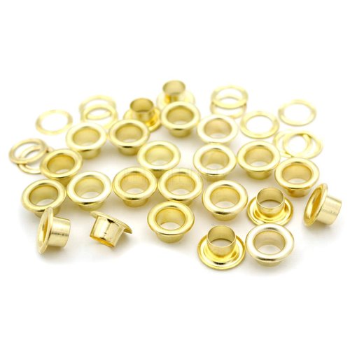 CRAFTMEMORE 3/16" (5MM) Hole Size 100 Sets Gold Metal Grommets Eyelets with Washers for Bead Cores, Clothes, Leather, Canvas (Gold)