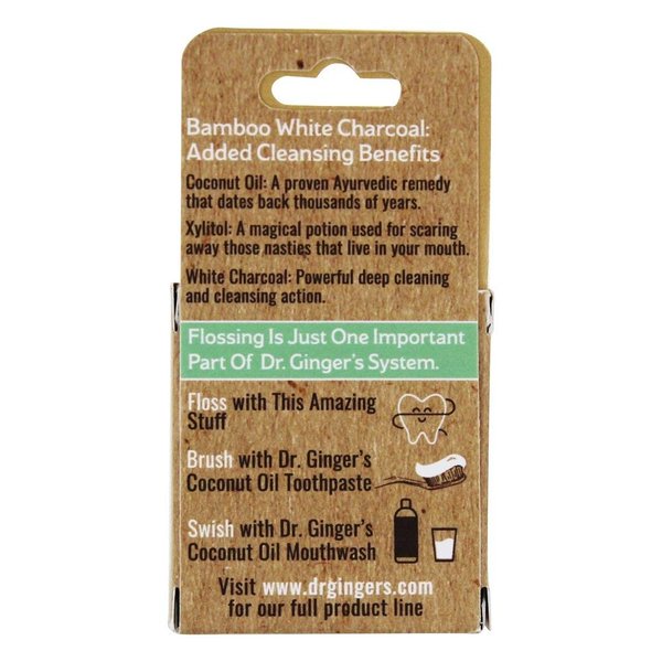 DR. GINGERS Coconut Oil, Xylitol, & White Charcoal Floss, Brown