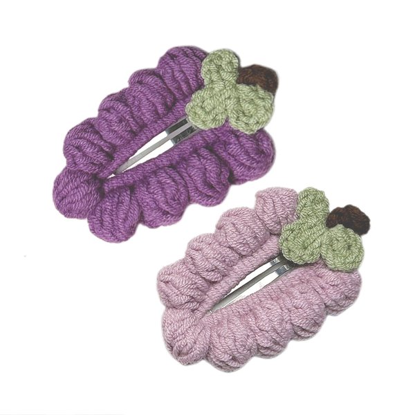 Harmoso Cute Hair Clips (2pcs) Handmade Purple Hair Clips for Girls No Slip Fluffy Knitting Grape Hair Clips Toddler Hair Accessories Bows Barrettes for Women Idea Gift for Toddler Girls Kids