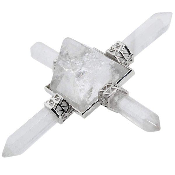 mookaitedecor Healing Crystals Pyramid Quartz 4 Point Energy Generator, Rock Quartz
