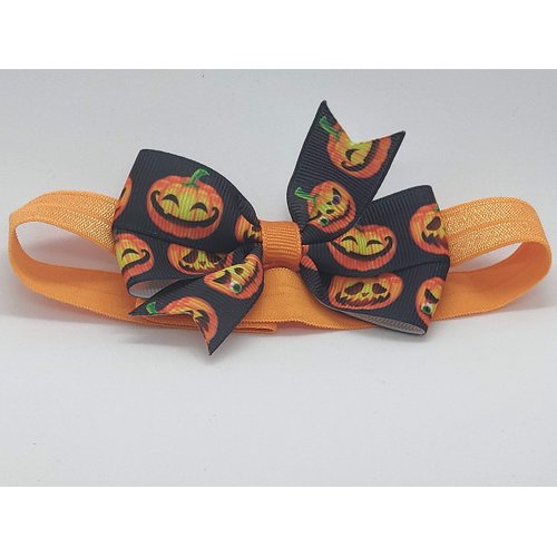 Halloween Pumpkins Fall Hair Bow (Single Layer Headband)
