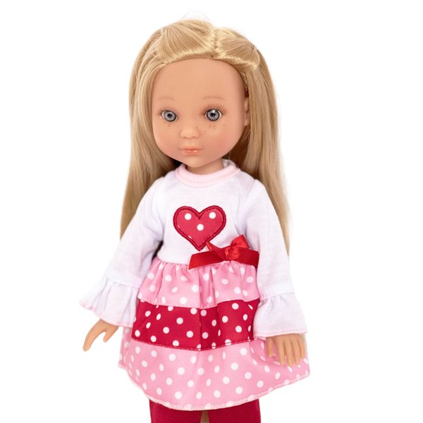 Hearts and Love Outfit Fits 14 Inch to 14.5 Inch Fashion Dolls - Fits Lorelei and Friends Dolls and Evia's World Dolls