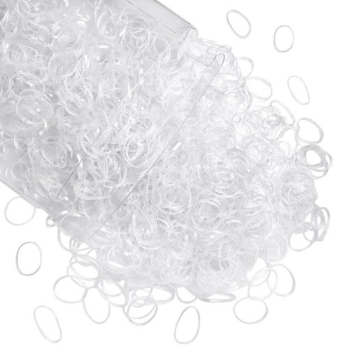 TUUXI 1500pcs Mini Clear Elastic Hair Bands No Damage Small Rubber Bands for Girls 18mm Elastics Hair Ties Hair Accessories for Women Braids
