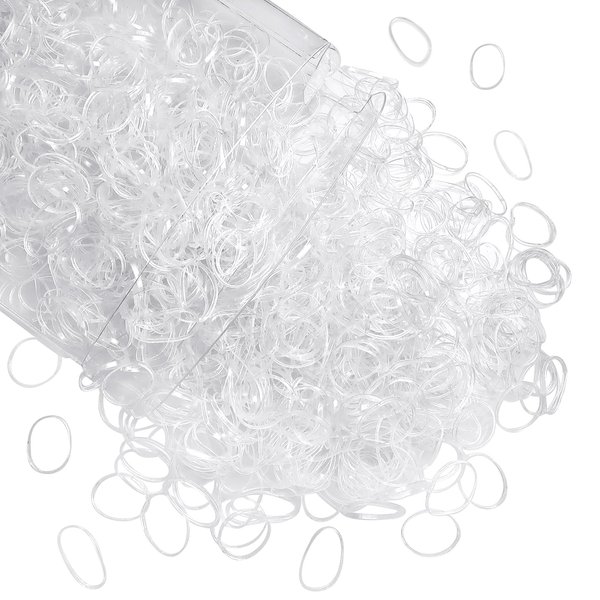 TUUXI 1500pcs Mini Clear Elastic Hair Bands No Damage Small Rubber Bands for Girls 18mm Elastics Hair Ties Hair Accessories for Women Braids