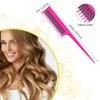Patelai 3 Pieces Hair Styling Comb Set, Includes Hair Brush Teasing Fluffy Hair Brush, Rat Tail Comb Teasing Comb and Triple Teasing Comb for Women Back Combing Hair (Rose Red)