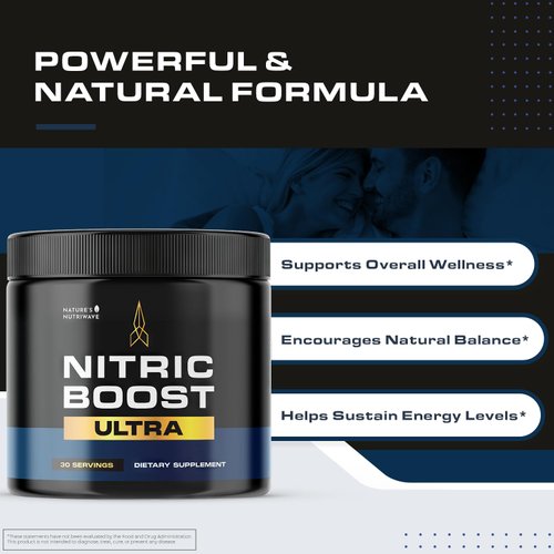 Nature’s NutriWave Nitric Boost Ultra Powder - Made in The USA, GMP-Certified, Non-GMO, Non-Habit Forming Formula - 30 Servings, 1 Month Supply