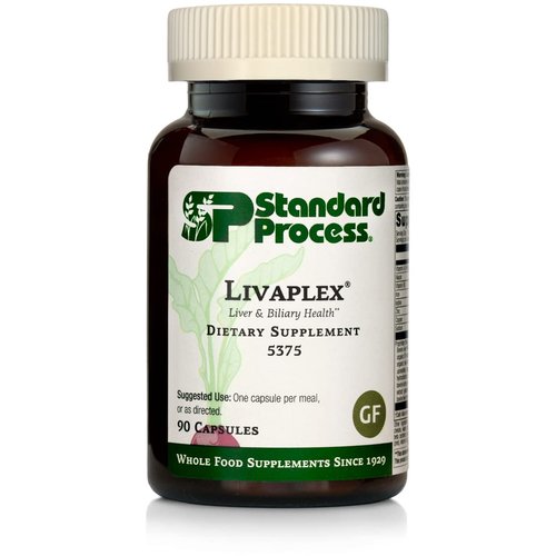 Standard Process Livaplex - Liver Health Support Supplement - Digestive Health Aid with Vitamin A, Vitamin B6 & Zinc - Liver Support Capsules Aid Elimination - 90 Capsules