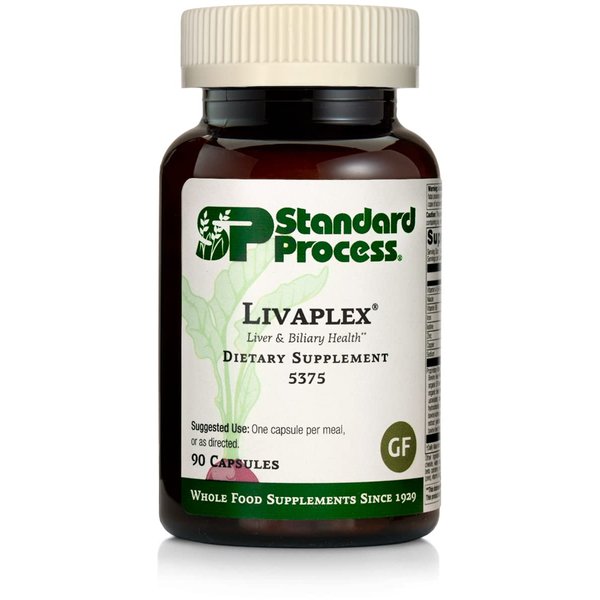 Standard Process Livaplex - Liver Health Support Supplement - Digestive Health Aid with Vitamin A, Vitamin B6 & Zinc - Liver Support Capsules Aid Elimination - 90 Capsules