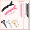 27 Pieces Hair Braiding Hair Parting and Selecting Hair Sectioning Ring for Braiding Curling Installation of Human Hair Extensions Pintail Rat Tail Comb Wide Teeth Sectioning Hair Clip (Pink, Black)