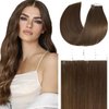 Loxxy 22Inch Invisible Tape in Hair Extensions Human Hair Double Sided Pu Remy Human Hair Tape in Extensions Thick Tape on Human Hair Extensions #4 Dark Brown 20Pieces 50Gram Per Pack