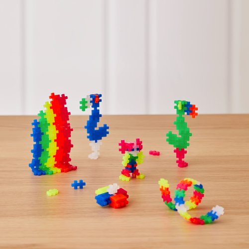 PLUS PLUS 240 Piece Interlocking Building Blocks for Kids, Open Ended Connecting Toys, STEM Bin Classroom Mini Manipulatives - Neon Mix Play Tube