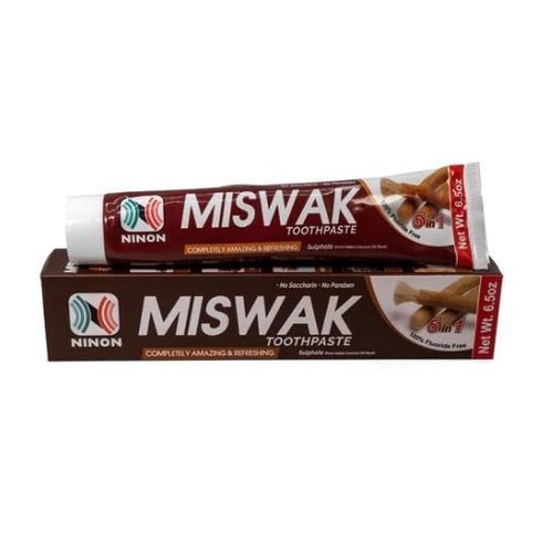 Ninon Miswak Toothpaste (6.5 oz)- 2 Pack 100% Fluoride Free - No Saccharin - No Paraben