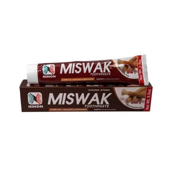 Ninon Miswak Toothpaste (6.5 oz)- 2 Pack 100% Fluoride Free - No Saccharin - No Paraben