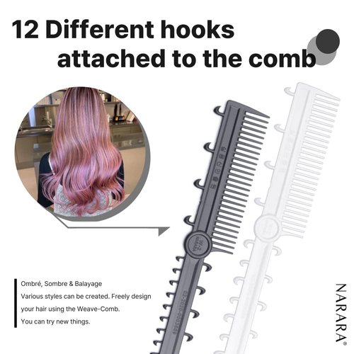[NARARA] Korea Professional Weave Comb - Combs for Everyone, Highlight Comb, Hair Dye Comb, K-pop Hair Style, Weave Comb for Highlights (2 Pcs)