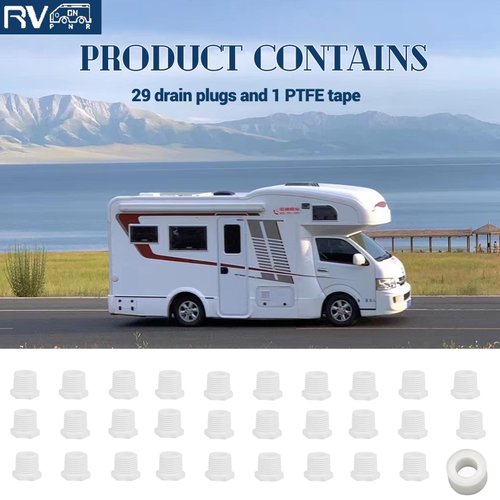 RVPNR 29 Pieces RV Hot Water Heater Drain Plug with Tape, 1/2 Inch NPT Drain Plug White Plastic Drain Plug, Compatible with RV Camper and Atwood Water Heater 11630 91857.