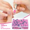Rolybag Sanding Bands for Nail Drill,Drill Sanding Band 240# Pink with Storage Box,Include 100 Superfine Grinding Wheel Sand Bands and 2 Pieces Mandrel for Most Size 3/32" Nail Drill Machine
