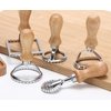 Chrider Ravioli Stamp Set (Set of 5), Ravioli Maker Cutter with Wooden Handle–for Ravioli, Pasta, Dumplings Lasagna, Pierogi, Leading Dough Cutter and Press Stamps