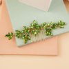 BERYUAN Wedding Crystal Hair Comb Flower Crytstal Hair Piece Teardrop Crystal Rhinestone Wedding Hair Accessories Bride Headband for Wedding (green)