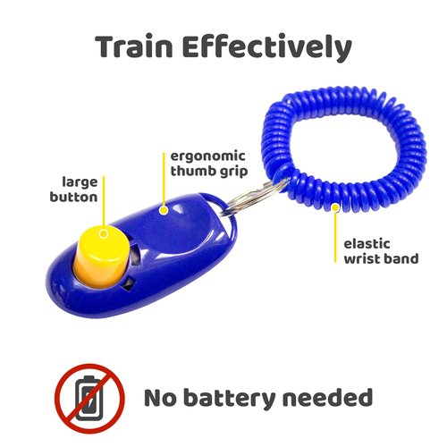 Downtown Pet Supply - Dog Clicker or Cat Training Clicker - Horse, Cat & Dog Training Clickers - with Wrist Strap & Big Button - Nice, Loud Click - 2 Pack