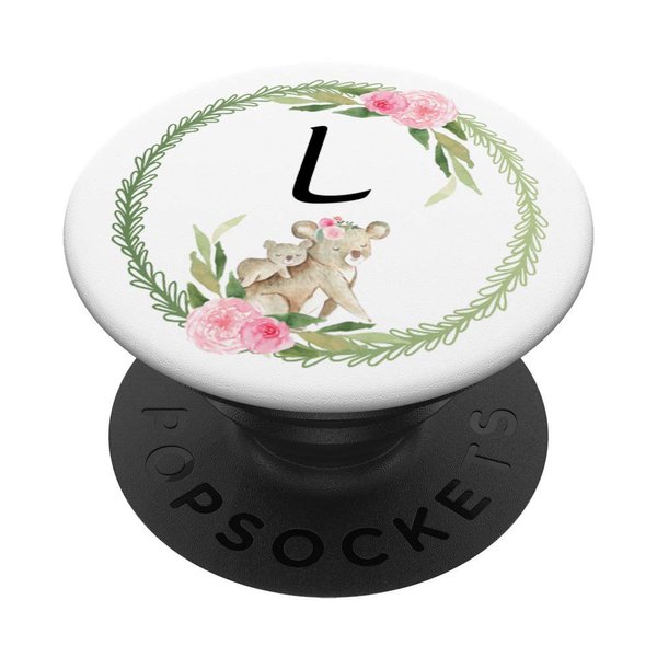 Cell Phone Pop Out Holder,Cute Koala Bear Flower Letter L PopSockets Grip and Stand for Phones and Tablets
