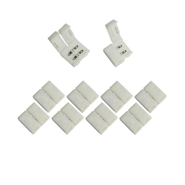 D DrNeeko 10 Pcs Strip to Strip Unwired Gapless Solderless Snap Down 2 Pin Single Color LED Light Strip Connector for 10mm Wide 5050 2835 5630 Single Color Flex LED Strips