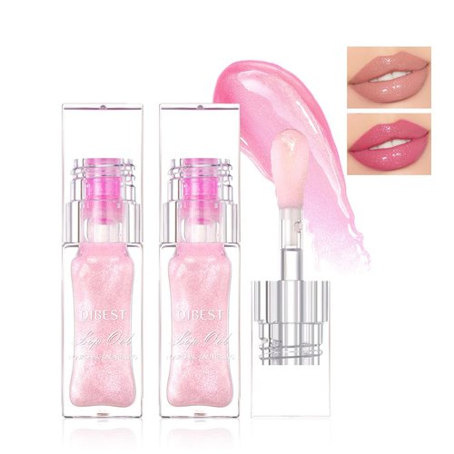 Hulyfw 2PCS Color Changing Lip Oil,Boss Up Pink Big Brush Head Long Lasting Moisturizing Smooth Non-Sticky Transparent Plumping Lip Glow Oil