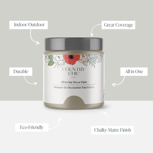 Country Chic Paint - Chalk Style All-in-One Paint for Furniture, Home Decor, Cabinets, Crafts, Eco-Friendly, Matte Paint, Soiree [Beige Taupe] Sample 4oz