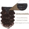 Clip In Hair Extensions Real Human Hair Black Girl Dark Brown Wavy Clip In Hair Extension for Black Women Hair Clip Ins for White Women and Girls Seamless Real Hair Extensions 16 Inch