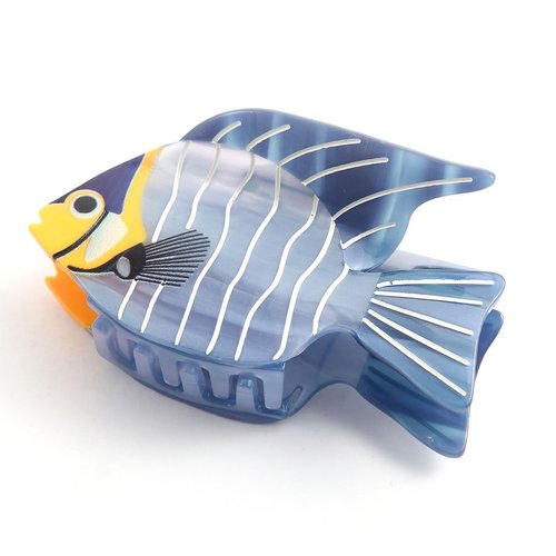 Blue Striped Fish Hair Claw Personalized Ocean Animal Acetate Hair Claw Clip for Women, Hair Clip Animal Acetate Cute Claw Clips Fit for Thick or Thin Hair