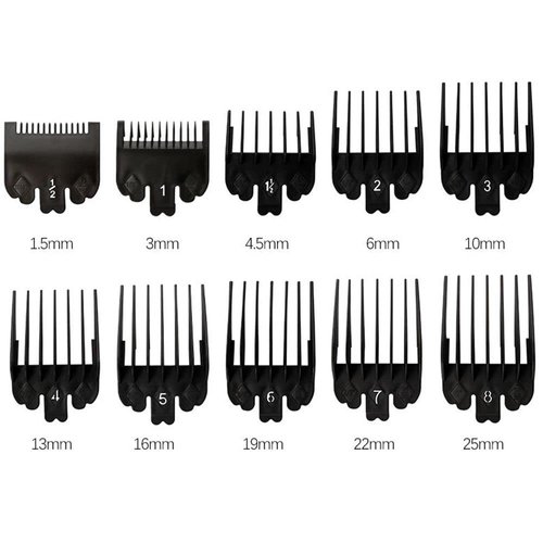 gofidin 10Pcs/Set Hair Clipper Combs Guide Kit 1.5-25mm Plastic Hair Trimmer Guards Barber Replacement Parts Universal Hair Salon Tool