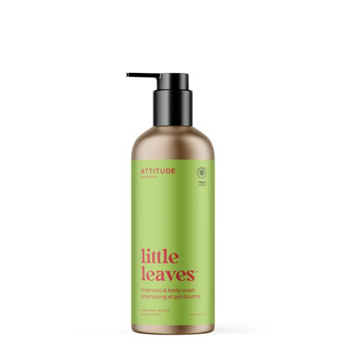 ATTITUDE Shampoo and Body Wash for Kids, EWG Verified Hair and Body Cleanser, Dermatologically Tested Soap, Plant and Mineral Based Bath, Vegan, Refillable Bottle, Watermelon and Coco, 16 Fl Oz