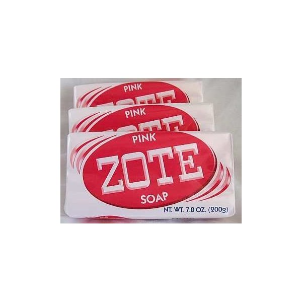 Zote Laundry Soap Bar - Stain Remover - Catfish Bait - Pink 3 Bars-7 Oz (200g) Each
