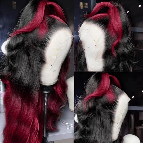 200 Density Burgundy Lace Front Wigs Human Hair 360 HD Transparent Lace Front Wigs Human Hair Glueless Wigs Human Hair With Baby Hair Red Wig For Women Human Hair Lace Front Wigs(24Inch)