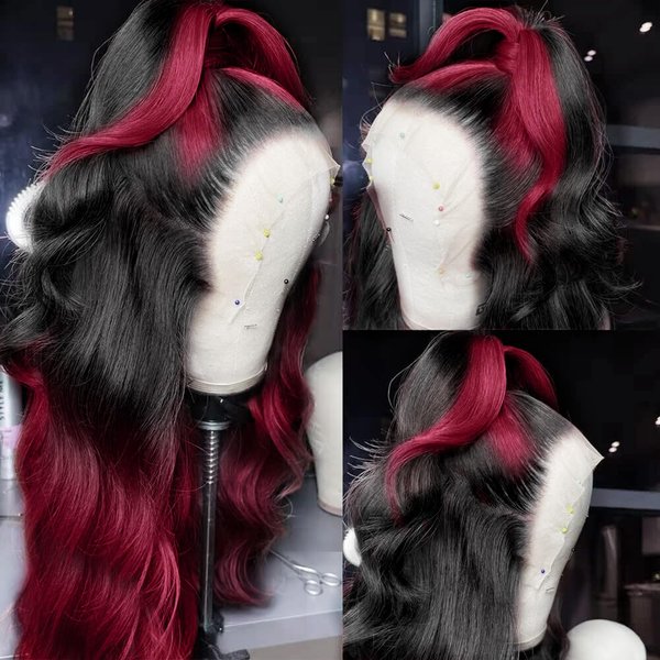 200 Density Burgundy Lace Front Wigs Human Hair 360 HD Transparent Lace Front Wigs Human Hair Glueless Wigs Human Hair With Baby Hair Red Wig For Women Human Hair Lace Front Wigs(24Inch)