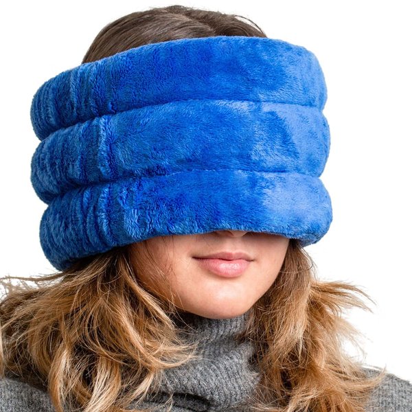 Huggaroo Soothe, Microwave Heating Pad for Migraine Relief with Lavender Aromatherapy, Stocking Stuffer, Tension Headache Relief, Migraine Ice Head Wrap, Blue