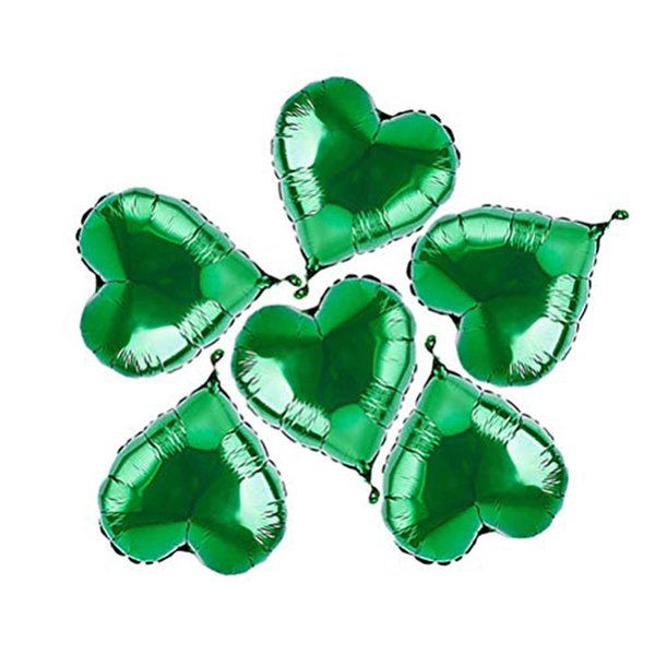 AnnoDeel 20pcs 18inch Green Heart Balloons, Mylar Star Foil Balloons for Wedding Birthday Baby Shower Spring Green St. Patrick's Party Supplies Mardi Gras Party Decorations
