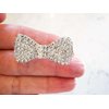 Generic Small bow shaped crystal hair barrette clip bridal clip bridal barrette