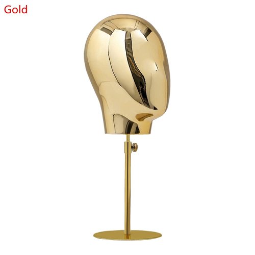 21 Inch Adjustable Mannequin Head Wig Making Head Metal Head Wig Hat Glasses Display with Detachable Stand Vintage Style Holder (Gold)