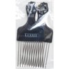 LUXXII (2 Pack) 6.75" Black Fist Metal Afro Pick Lift Hair Comb Detangle Wig Braid Hair Man Styling Comb