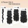 Clip in Hair Extensions 6 PCS Natural Soft Hair Blends Well Hair Extensions 20 Inch Natural Black Long Wavy Hairpieces for Women