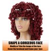 PHOENIXFLY Red Curly Wigs for Black Women Short Loose Burgundy Curly Wigs for Women Curly Synthetic Hair Wigs Heat Resistant Hair Replacement Wigs with Wig Caps(Burgundy,Red)