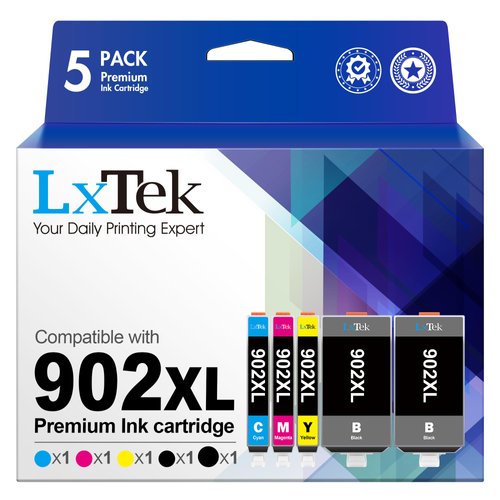 LxTek Compatible 902 XL Ink Cartridge Replacement for HP 902XL Ink Cartridges Combo Pack to use with Officejet 6978 6954 6962 6968 6975 Printers (5 Pack)