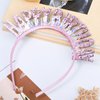 WantGor Birthday Crown Birthday Headband, Happy Birthday Headband for Women Birthday Tiara Headpiece Happy Birthday Decorations, Birthday Gifts Party Accessories (Pink, Medium)