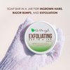 Se-Brázil Exfoliating Soap Bar In A Jar for Ingrown Hairs, Razor Bumps and Exfoliation, with Salicylic Acid & Lactic Acid, Essential Oils and an Exfoliating Body Brush, 2 oz