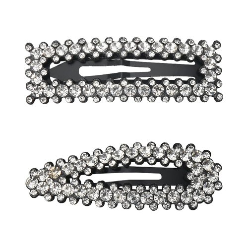 Rhinestone Hair Clips Glitter Snap Clips for Hair with Black Back Decorative Hair Barrettes Hairpins Metal Hair Pin Crystal Hair Clips for Styling Thin Thick Hair Accessories for Women Girls 2 PC
