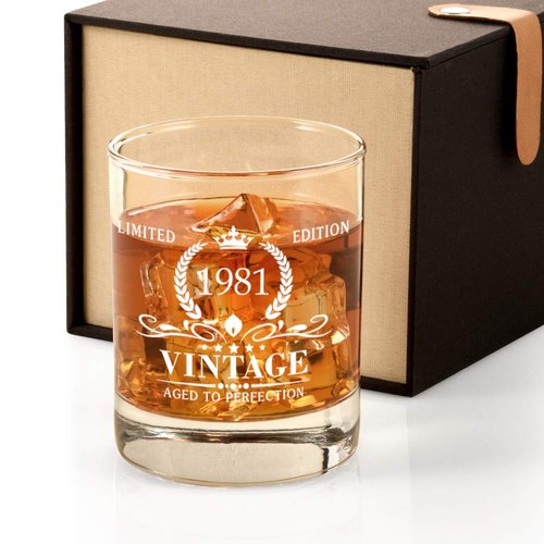 Triwol 1981 43rd Birthday Gifts for Men, Vintage Whiskey Glass 43 Birthday Gifts for Dad, Son, Husband, Brother, Funny 43rd Birthday Gifts Present Ideas for Him, 43 Year Old Bday Party Decoration
