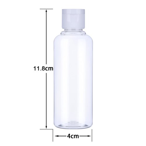 Hotop Transparent Plastic Travel Bottle Set with Small Funnel for Flight, Airport, Holiday (100 ml, White)
